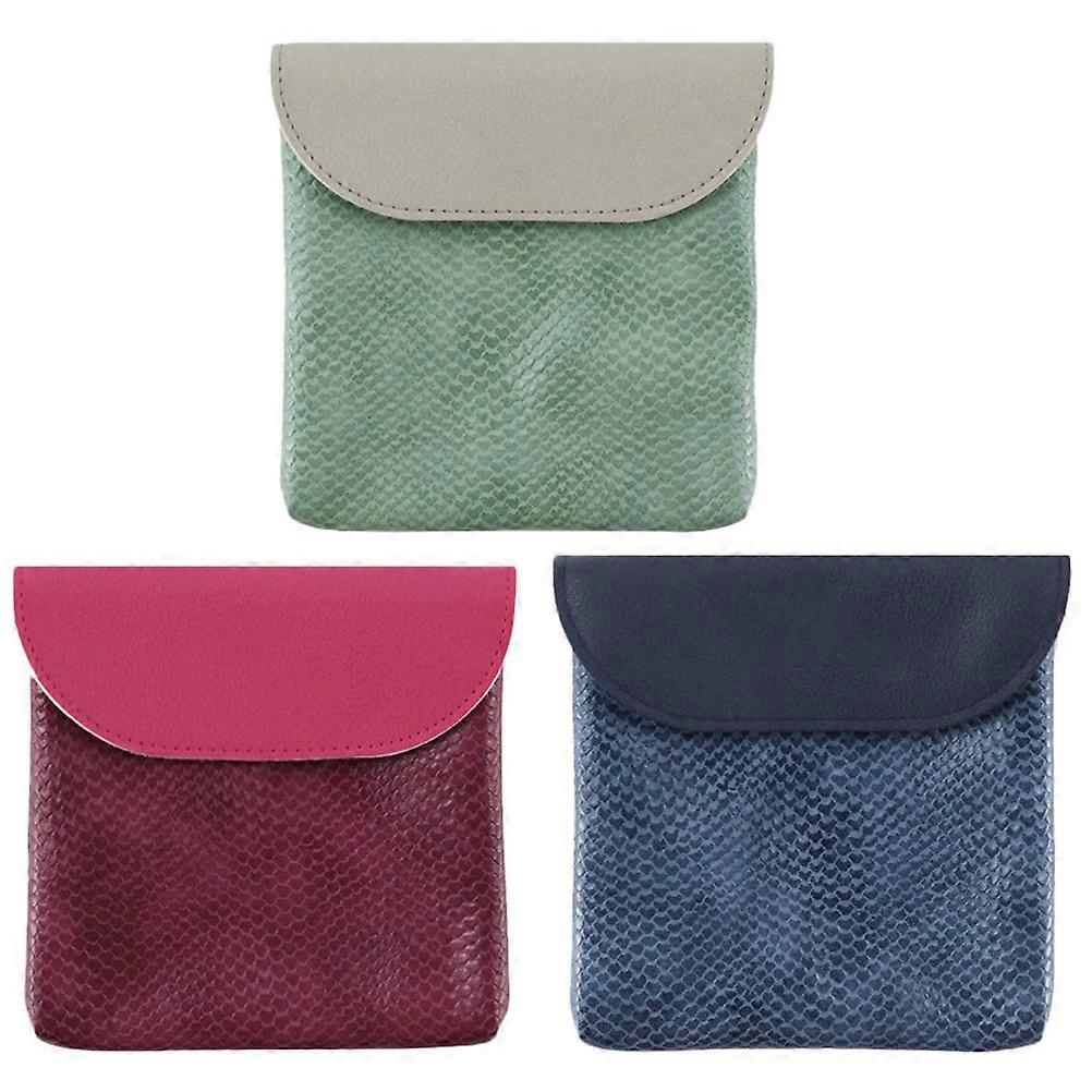 3Pcs Portable Period Storage Bags in Assorted Color Made of PU for Small Items Storage