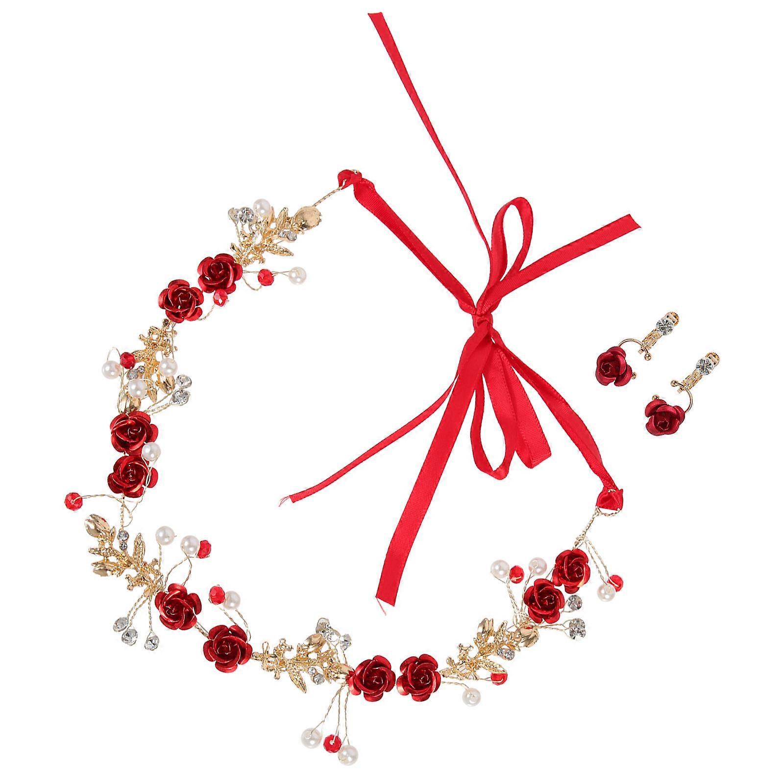 a polished and professional product description based on your input:
**Elegant Flower Headband and Earring Set – Bridal Hair & Jewelry Accessory
