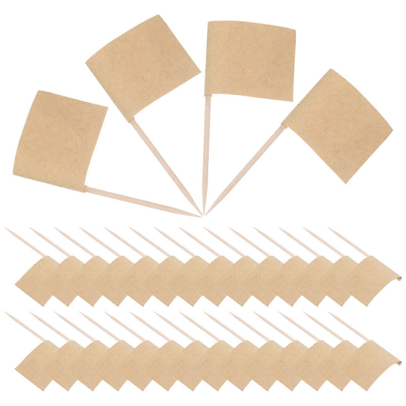 Creative Kraft Paper Cake Flags with Wood Toothpicks for Party Decor 100 Pieces