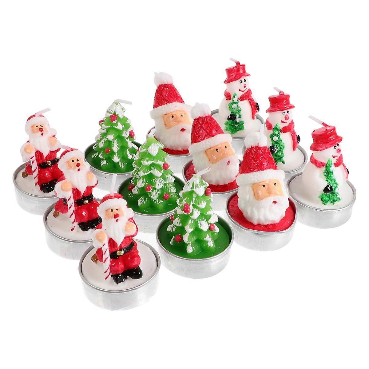 12 Pcs Adorable Smokeless Candles Cartoon Modeling Kids Party Atmosphere Assorted Color Illumination Environmental Protection Material