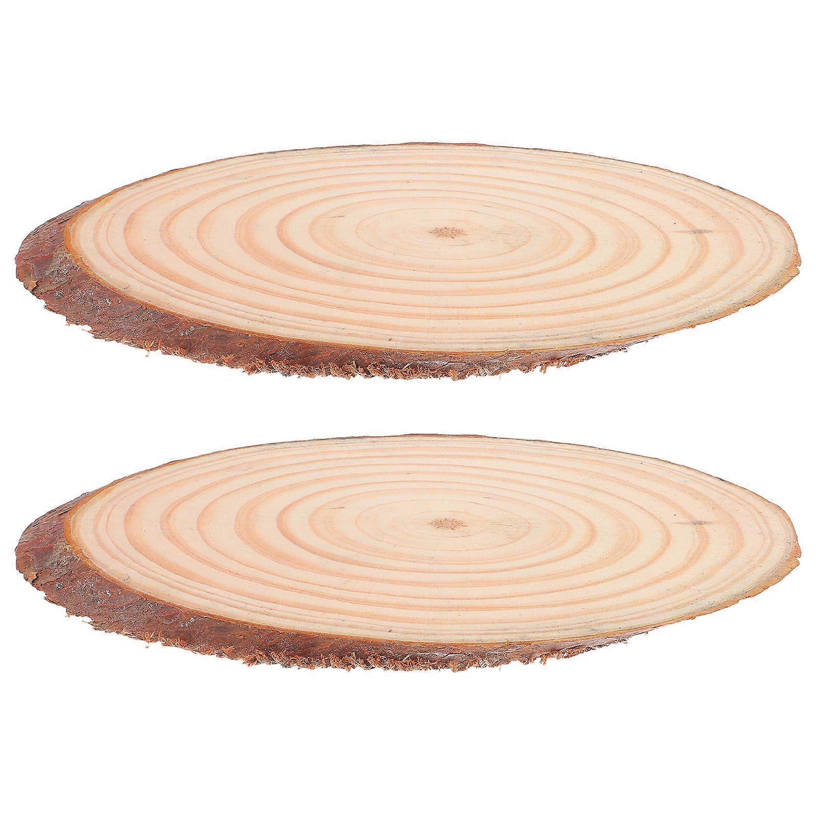 2pcs Natural Wood Log Slices for Rustic Home Decor Easy to Burn Versatile Crafting Supplies Multi Color