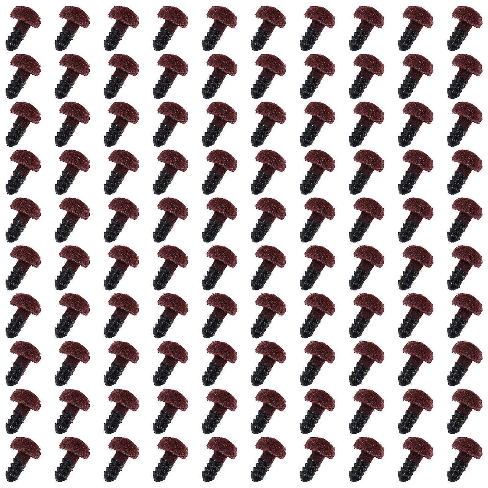 Bear Doll Nose Flocking Triangle Nose for DIY Use 100Pcs Brown ABS Material