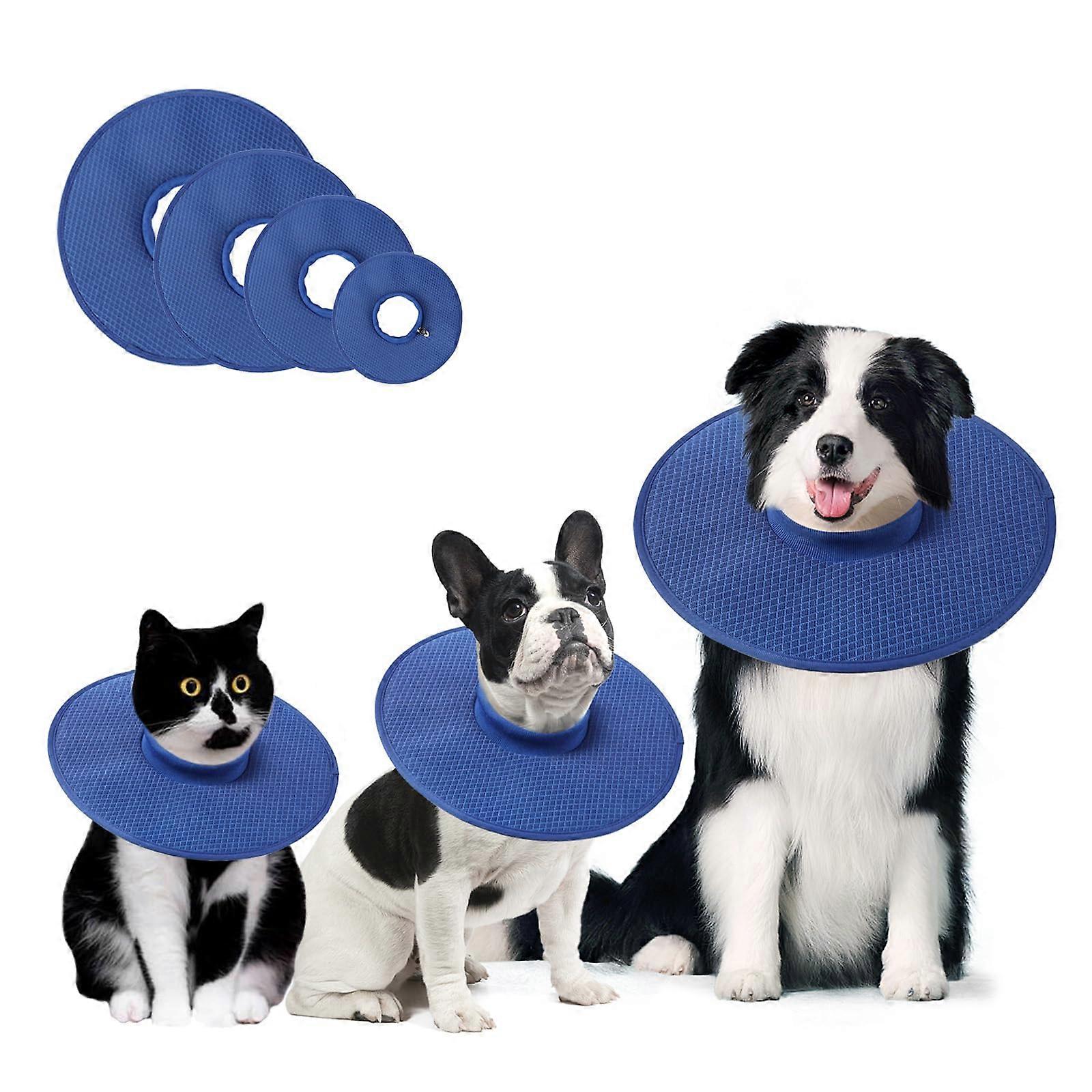Extra Lightweight Dog Recovery Collar Breathable Mesh Donut Collar Post Surgery Blue Adjustable ECollar Size 1