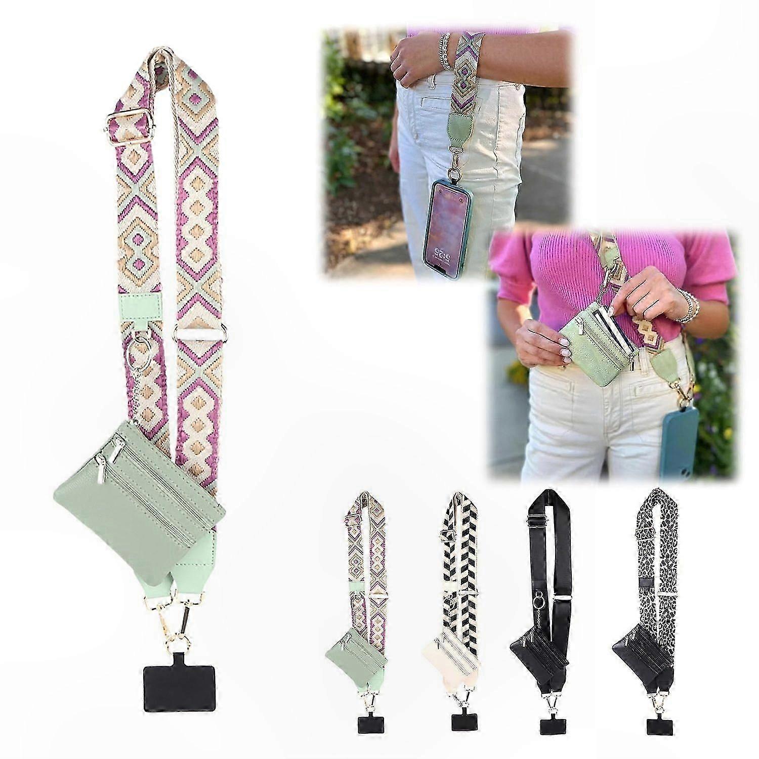 Universal Phone Strap with Zippered Pocket and Secure Accessory for Cell Phones