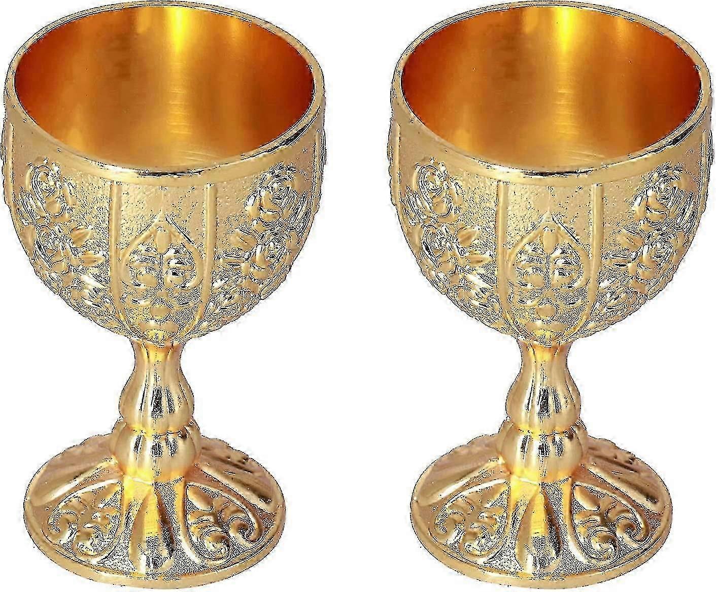 2pcs Vintage Handmade Embossed Goblet Chalice, Suitable for s, With Pumpkin Gold Pattern