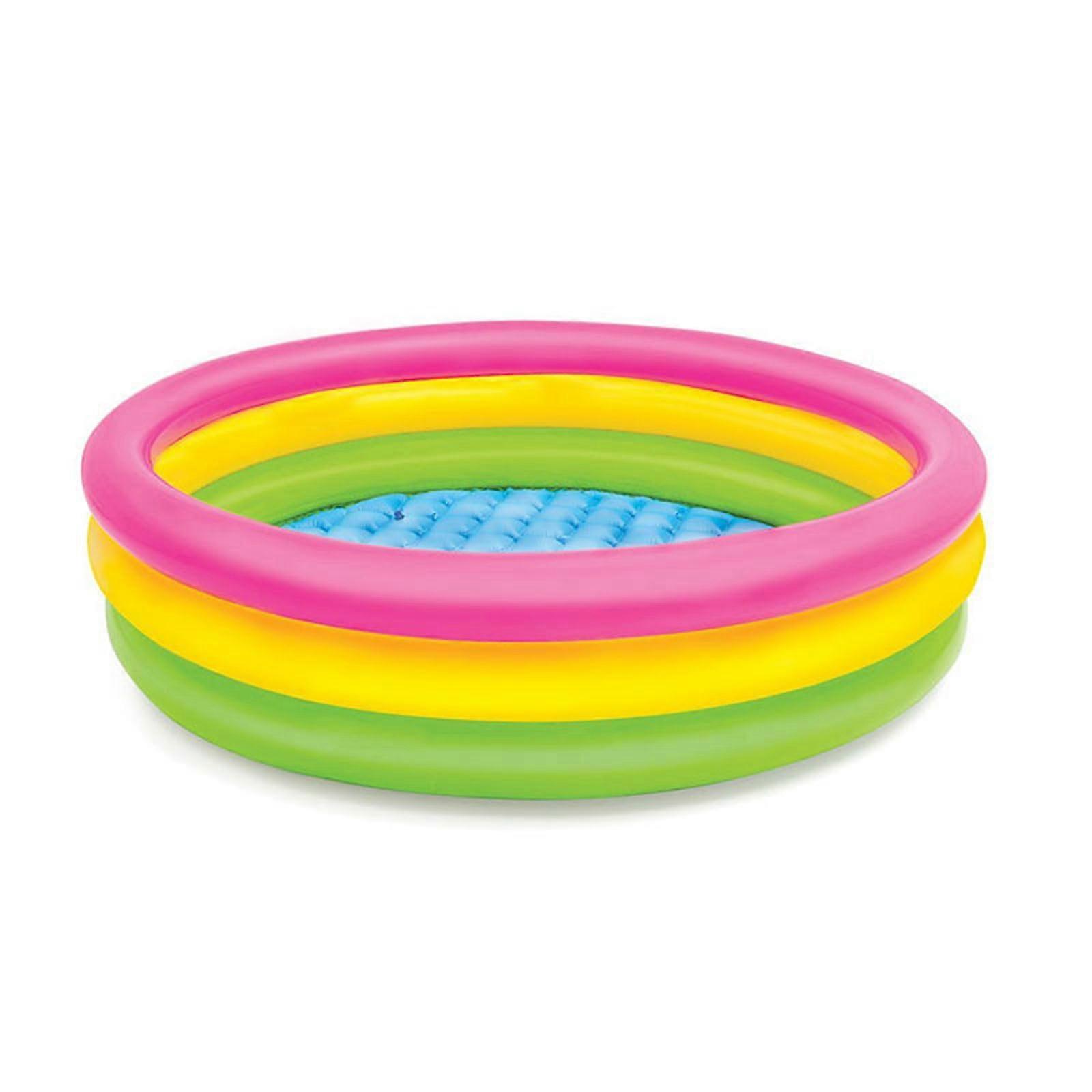 Kids' Splash Pool, Round Inflatable Swimming Pool, Garden for Summer, 3Ring Family Pool (147*33cm) Pump