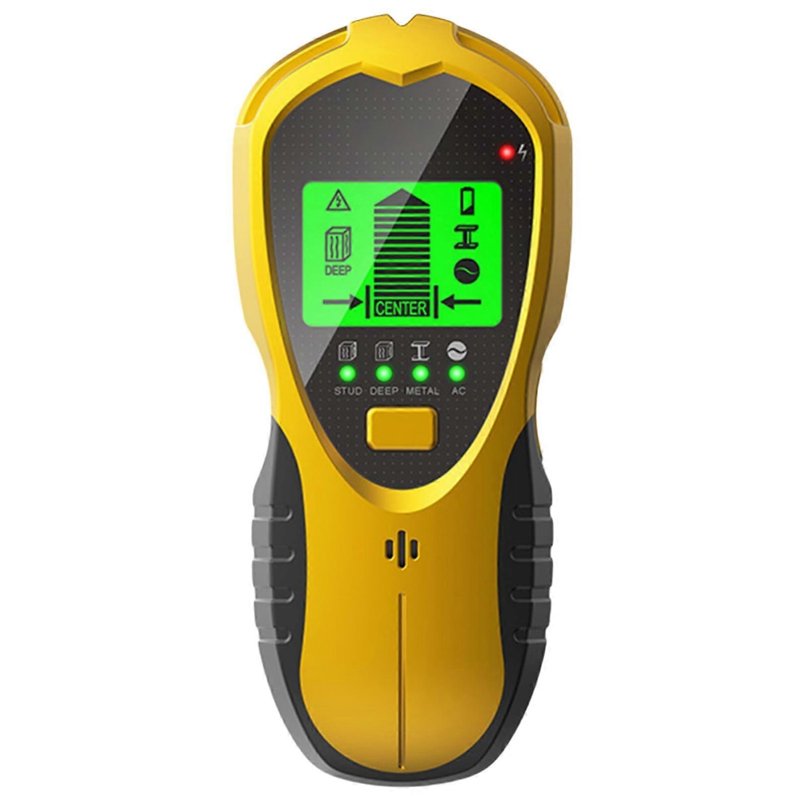 4 in 1 Cable Finder Locator Portable AC Wire Scanner with Audio Alarm for Wood Metal Beams Pipes Yellow