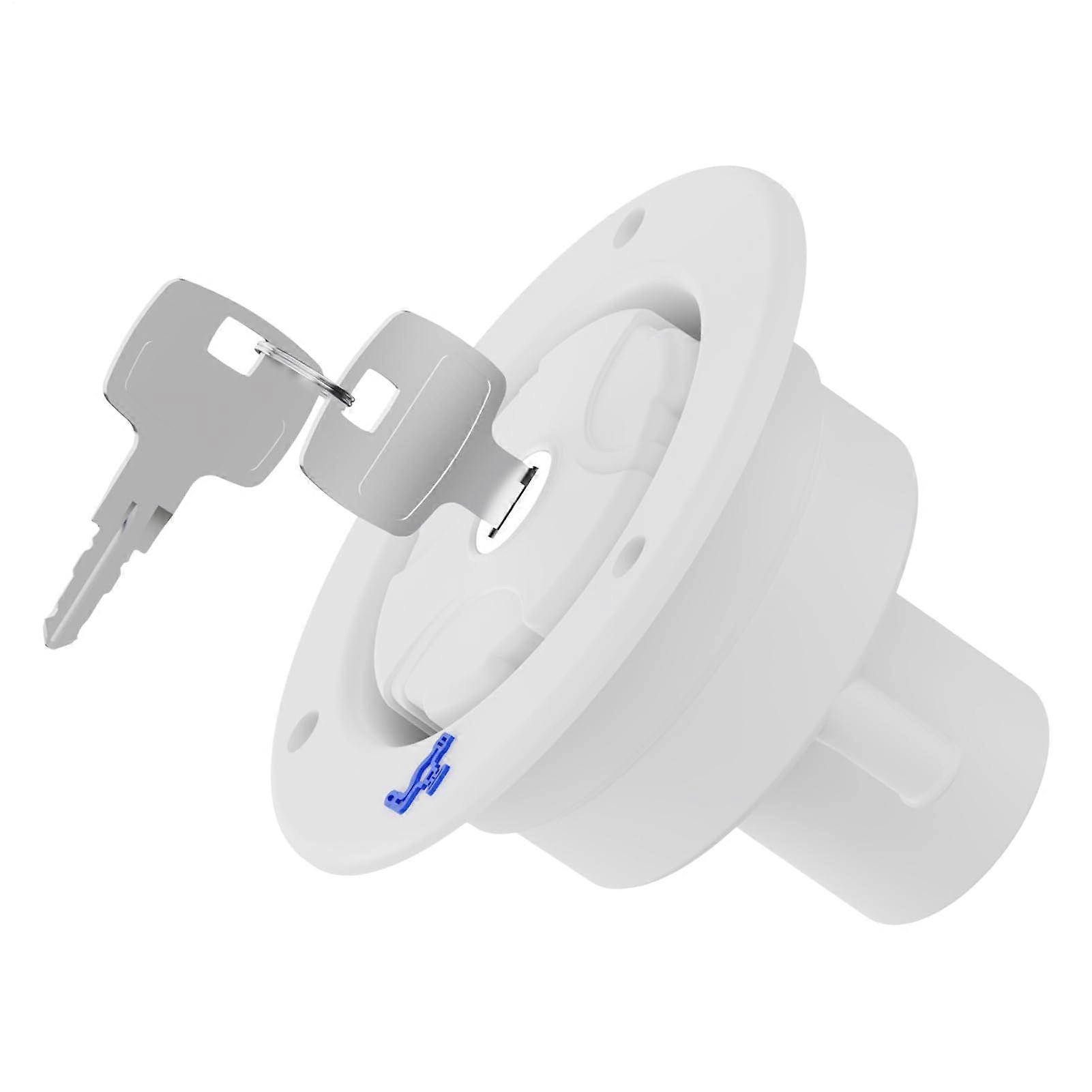 RV Fresh Water Inlet - Dustproof Gravity Fill Cap with Key | Secure Filter Lock Design for RV and Boat Trailers, White