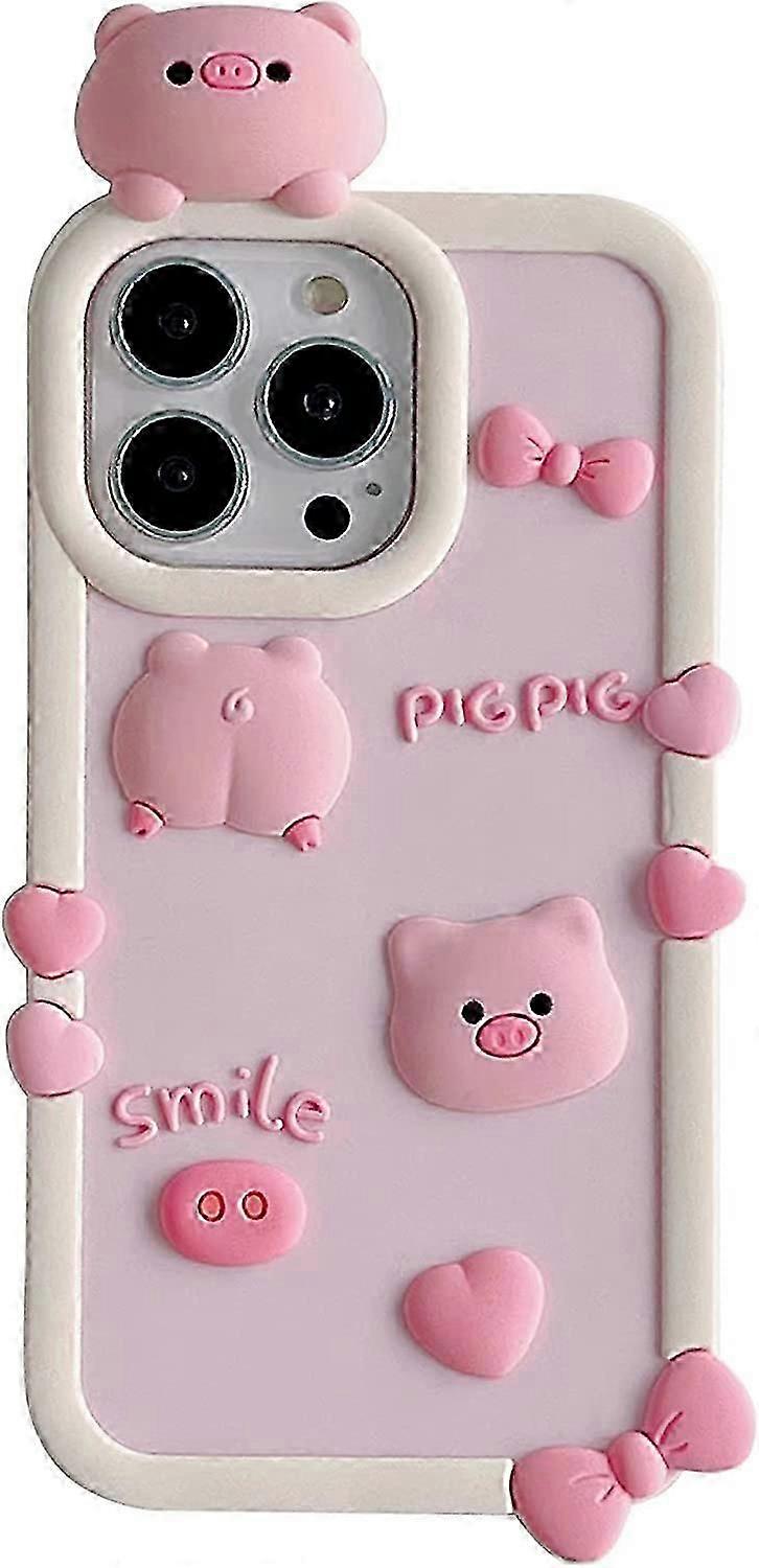 Kawaii Phone Cases Apply to iPhone 13,Cute Cartoon Pink Pig Phone Case Unique Fun Cover Case 3D iPhone 13 Case Soft Silicone Shockproof Cover for Wome
