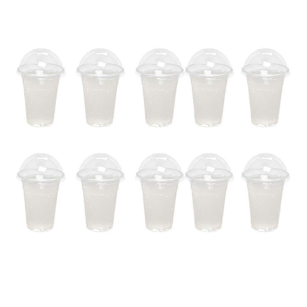 50 Sets of 380ml Disposable Clear Plastic Cups with a Hole Dome Lids for Tea Fruit Juice Milk Tea with Covers