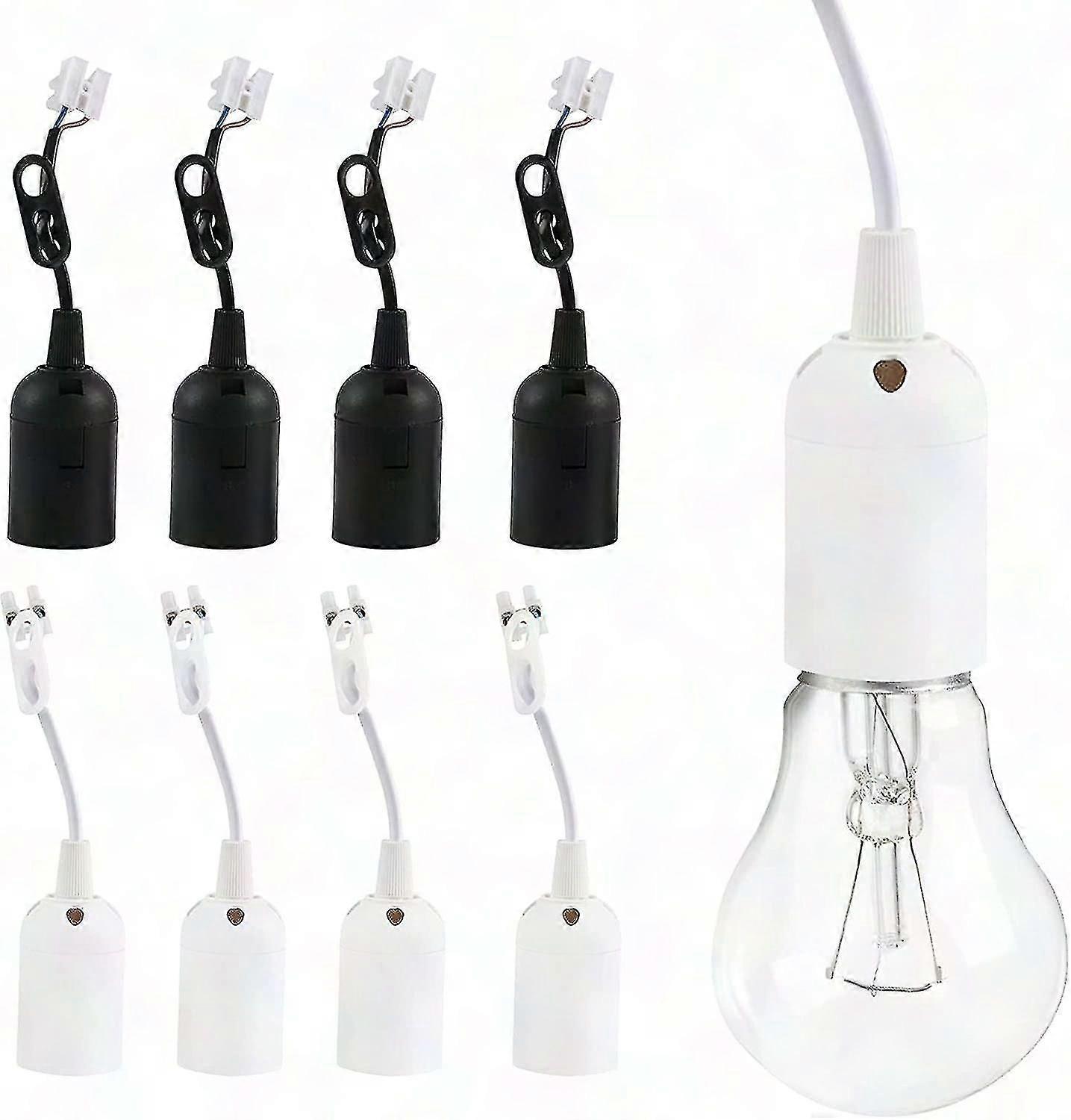 E27 Lamp Holders, 8 Pcs Plastic Bulb Socket Base with Cable for Light Bulbs