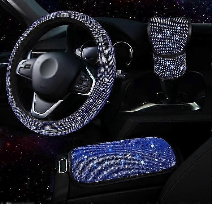 Steering wheel three piece set, crystal diamond car SUV wheel prote...