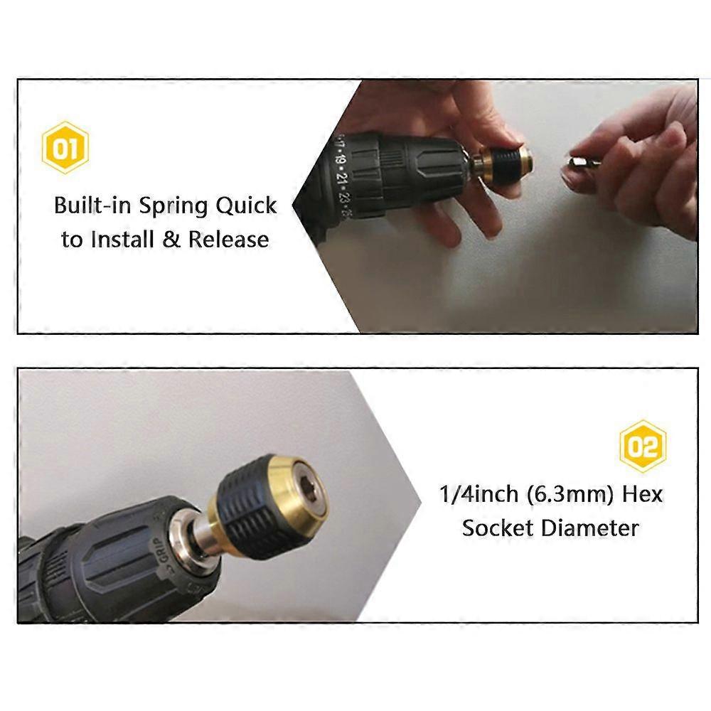 Quick Change Bit Holder 1/4 Inch Hex Shank Drill Bit Extension Chuck Adapter Connector Built-in Spring Quick to Install and Release