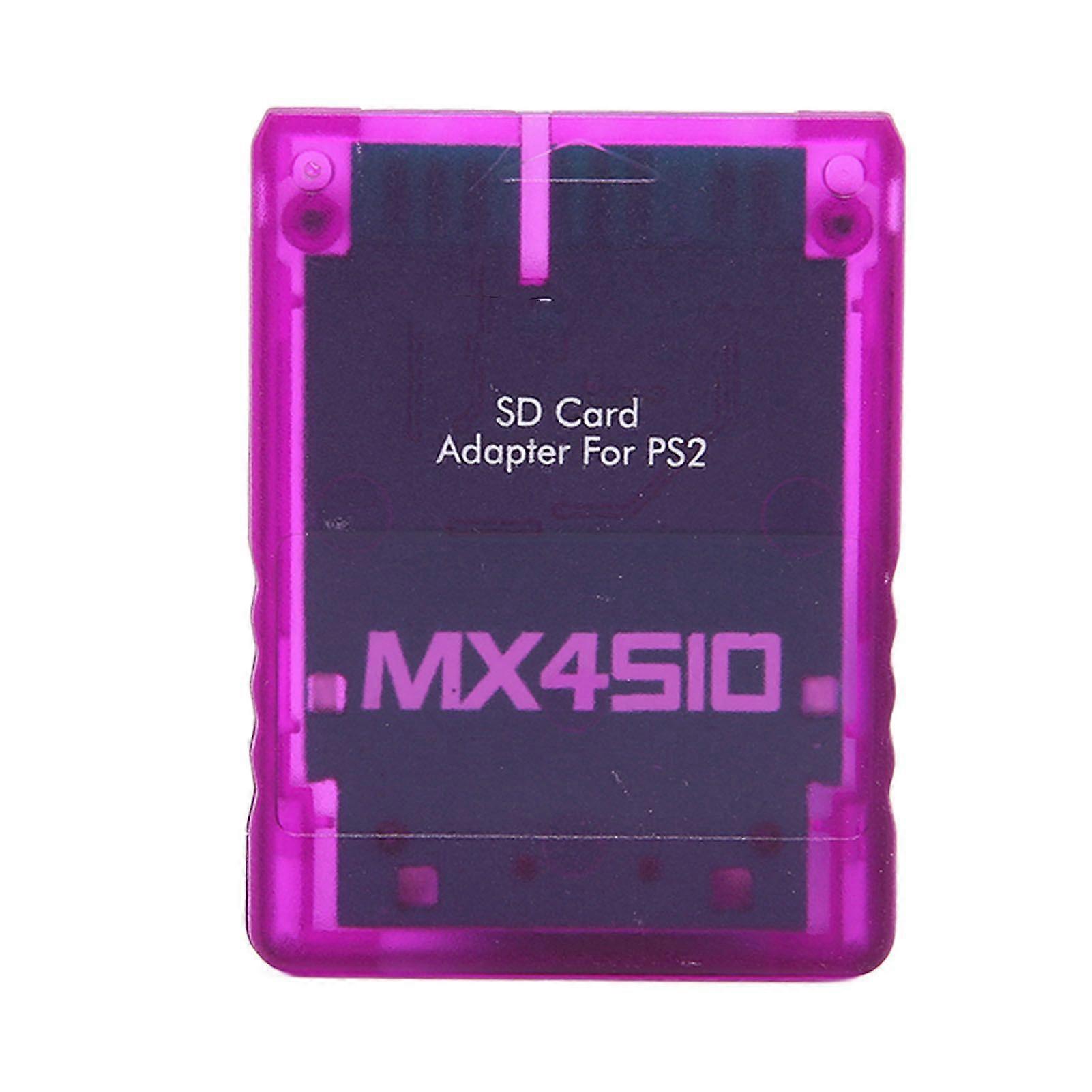 Storage Card Adapter Transparent Plug and Play Professional Game Console Memory Card Reader for PS2 Purple