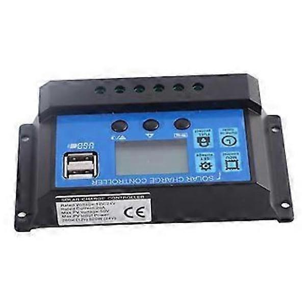 12V 24V Auto 20A Lead-Acid Battery Solar Cell Charge Controller PWM Regulator Dual USB 5V Output
