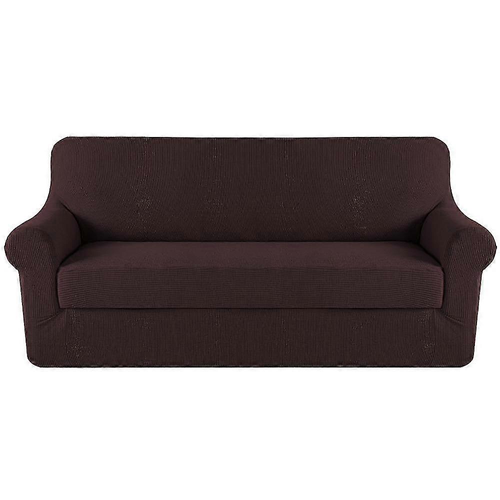 2-Piece sofa covers stretch couch slipcovers 1/2/3/4 seater, brown