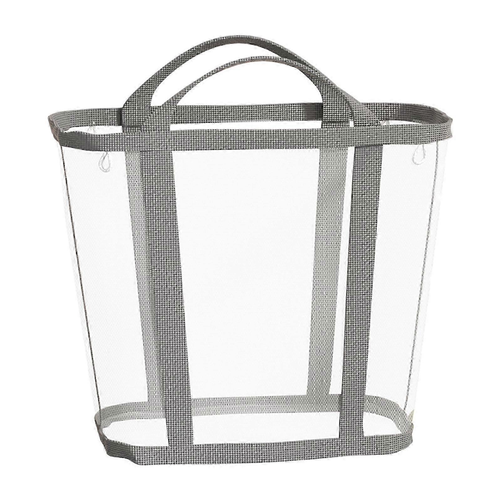 Laundry Basket, Mesh Bag with Handles Folding Beach Bag for Indoor Apartment Storage Breathable Space Saving