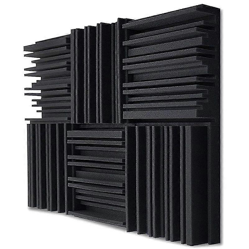 24Pcs Studio Acoustic Foam Panels Soundproof Sponge Drum KTV Room Absorption Treatment Polyurethane