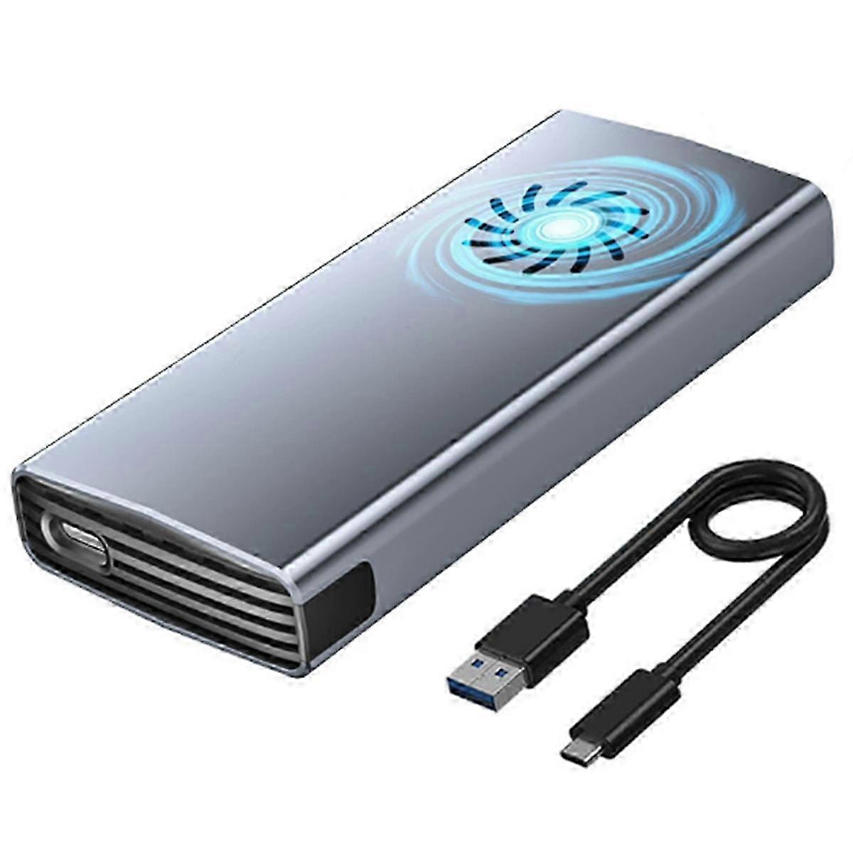 10Gbps M.2 NVMe SATA SSD Case with Fan Cooling - Dual Protocol NVMe NGFF Enclosure