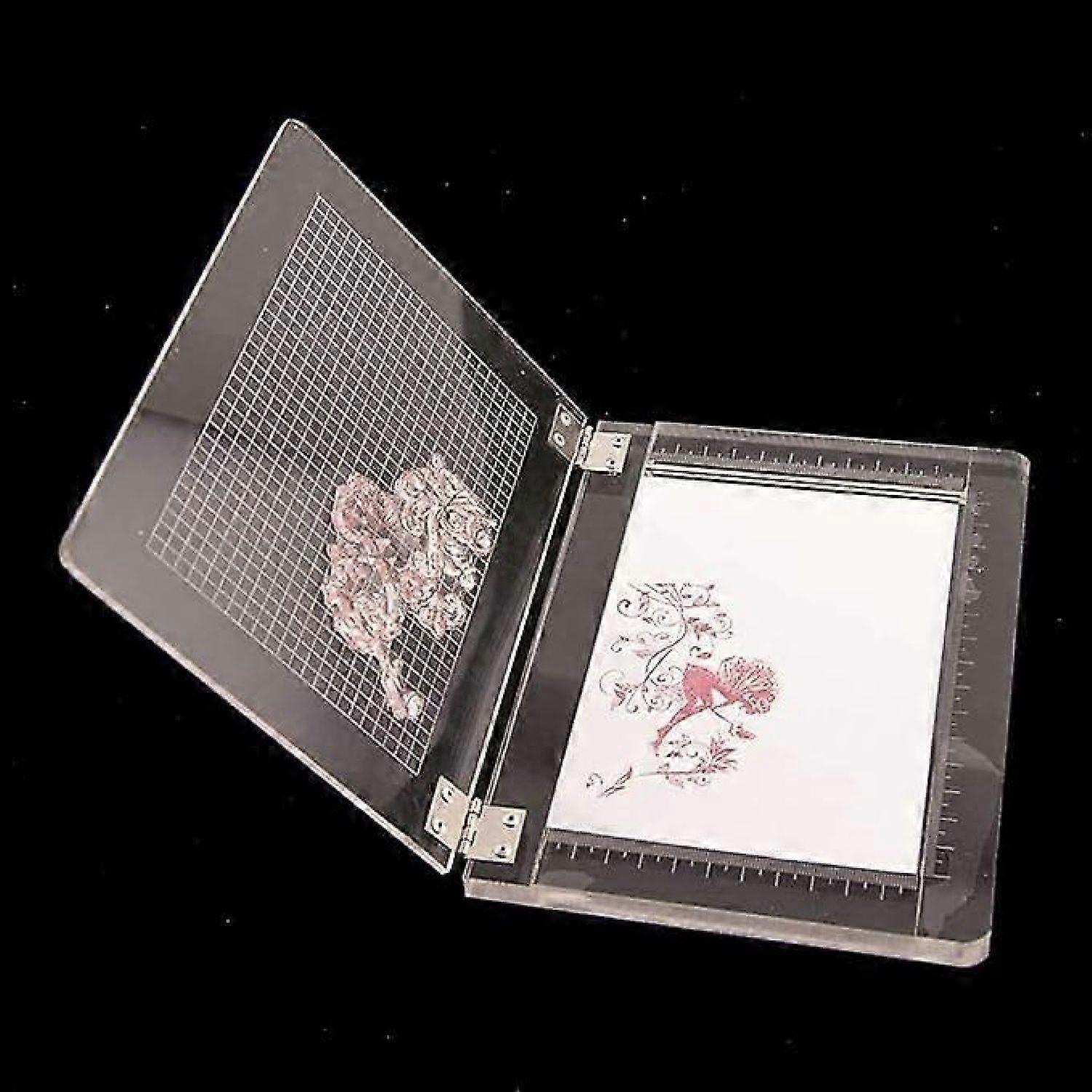 5.9*7.68 Inch Large Clear Stamp Blocks with Grid and Measurements, Acrylic Stamping Tool for Arts and Crafts -HK908