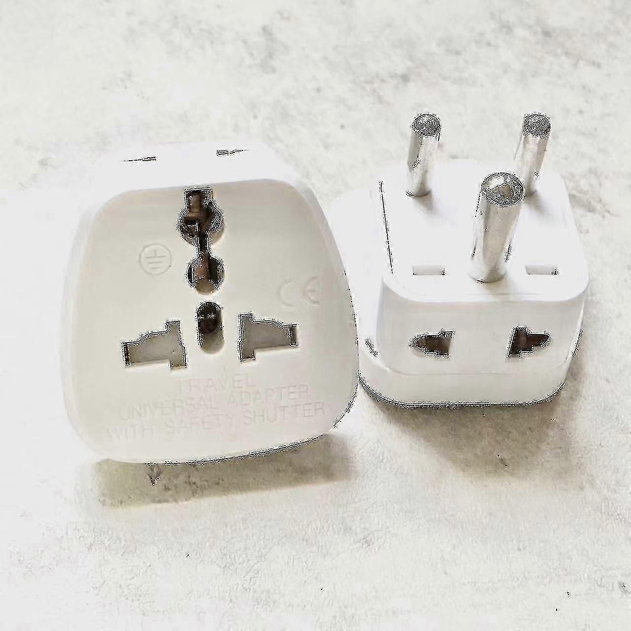 Black Type D Travel Adapter with 2 Outlets for UK, US, and AU Sockets, Ideal for India and Sri Lanka Trips