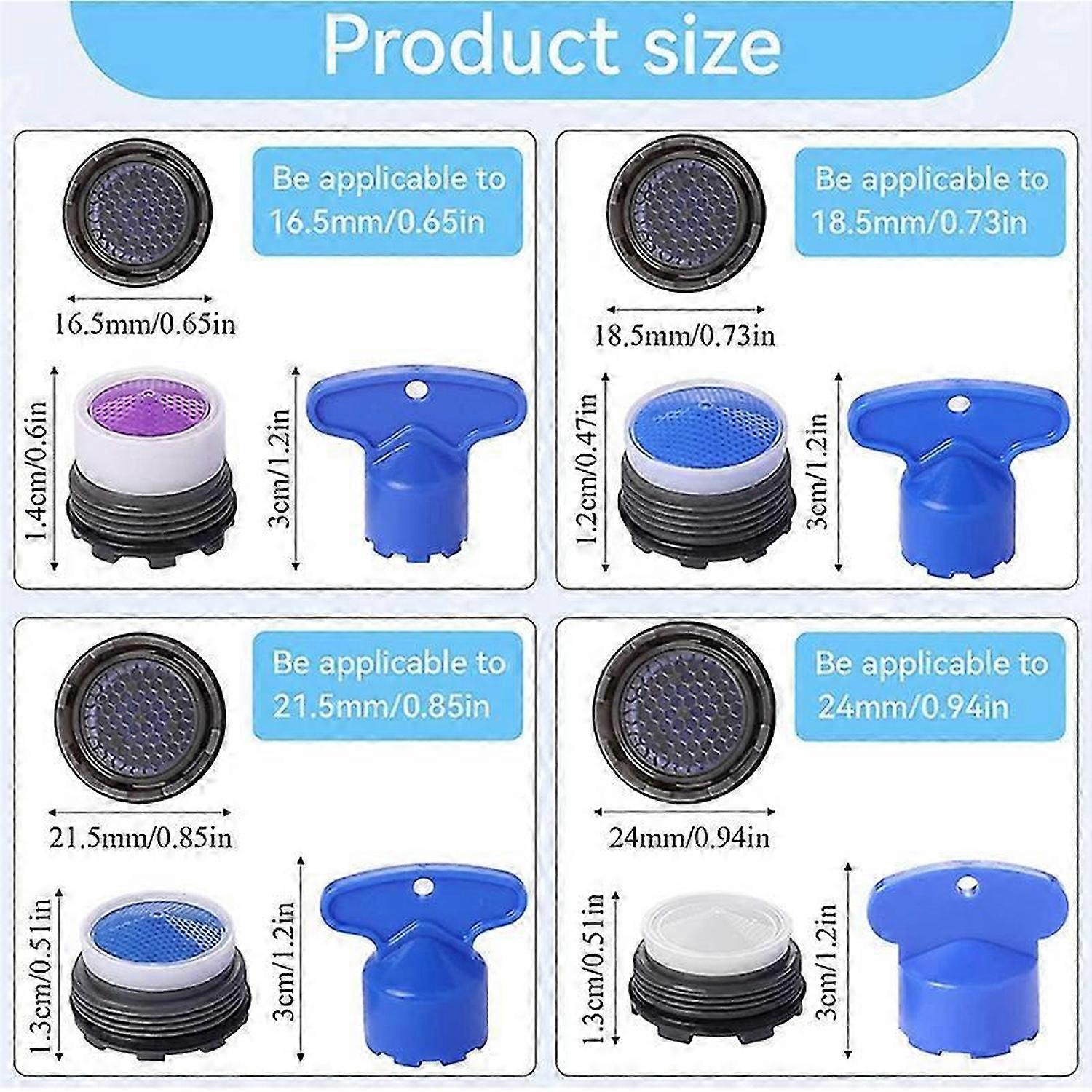 20Pcs Faucet Aerators, M16.5 M18.5 M21.5 M24 Water Saving Restrictor