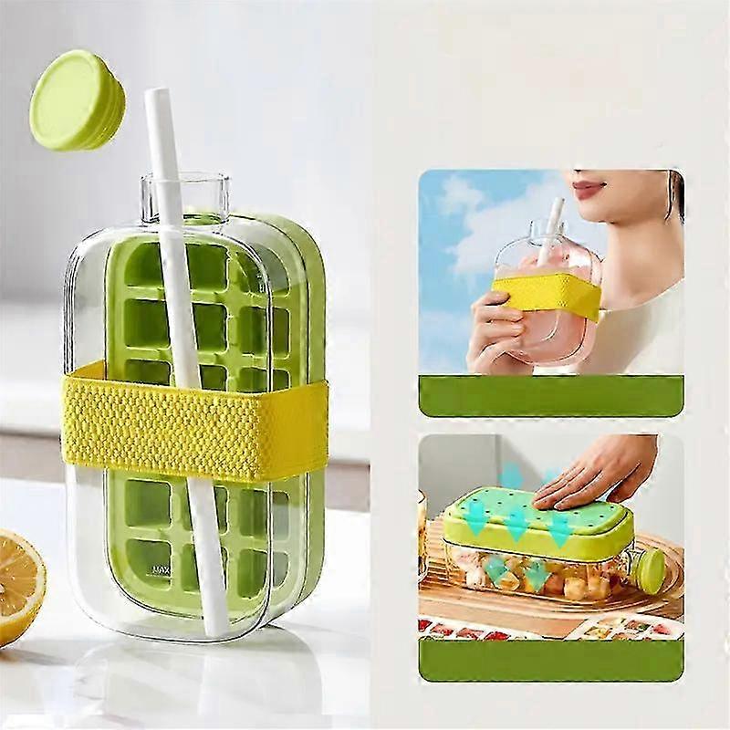 Ice Cube Tray With Straw Food-grade 2-in-1 Ice-make Pressing Mould Ice Drink Bottle Ice Cube Maker Perfect For Outdoor Activity 2025