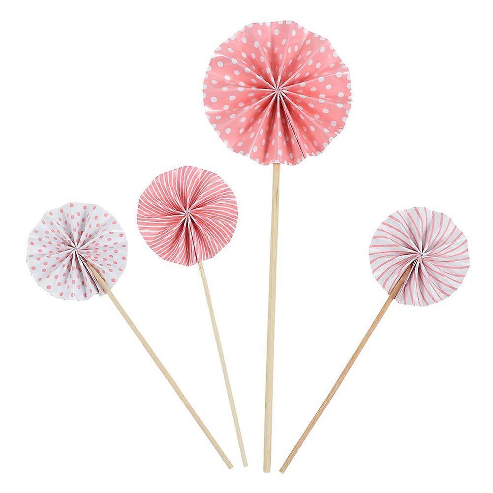 Cake Fan Decor Egg Cake Insert for Decor 16Pcs Creative Folding Fan Design