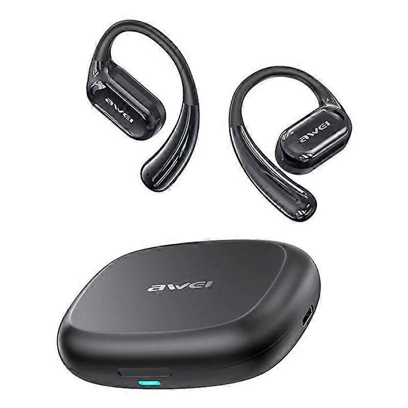 AWEI TZ8 OWS Bluetooth-compatible Earphone Air Conduction Earhook Music Headset - Black