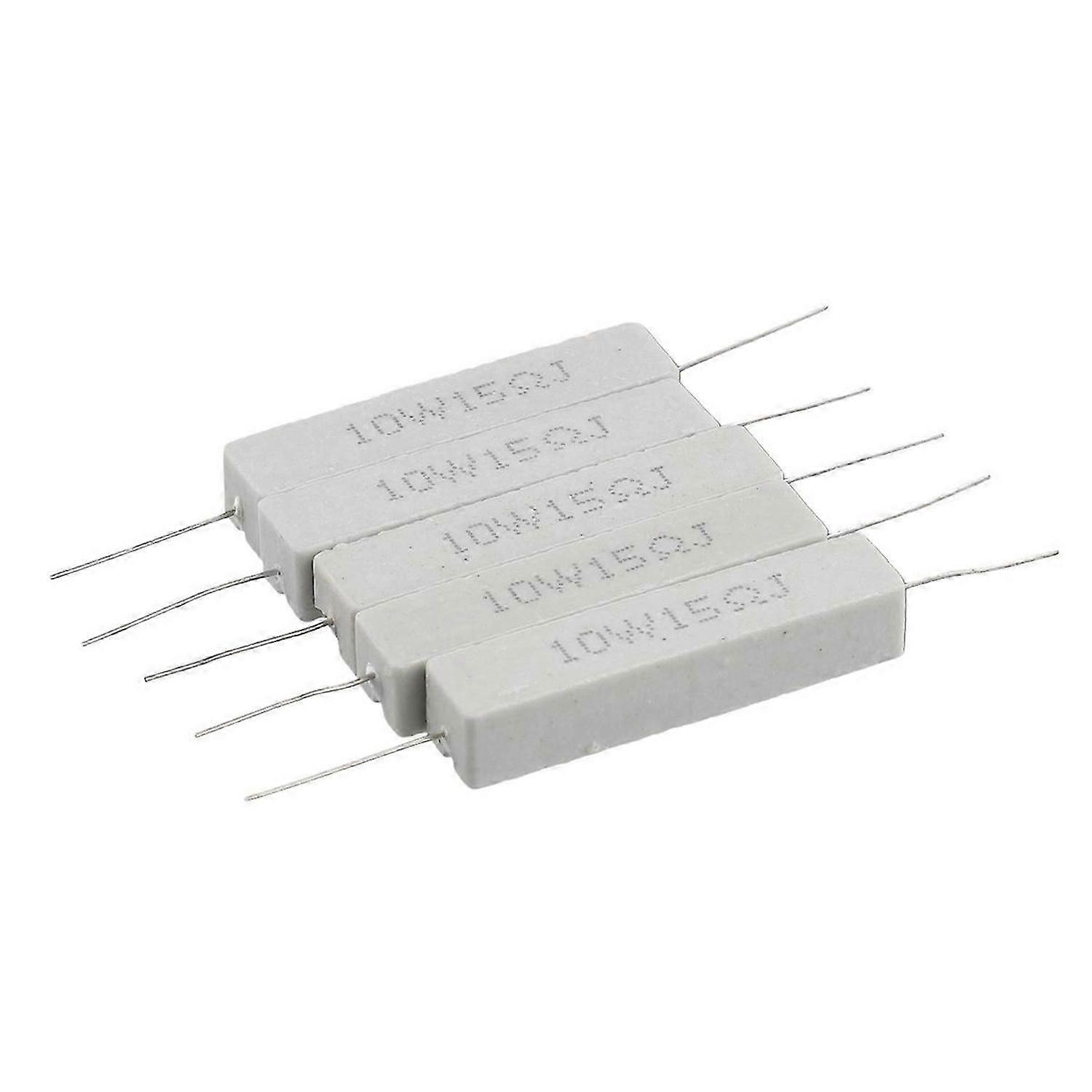 5 Pcs 10W Watt 15 ohm 5% Wirewound Ceramic Cement Resistor