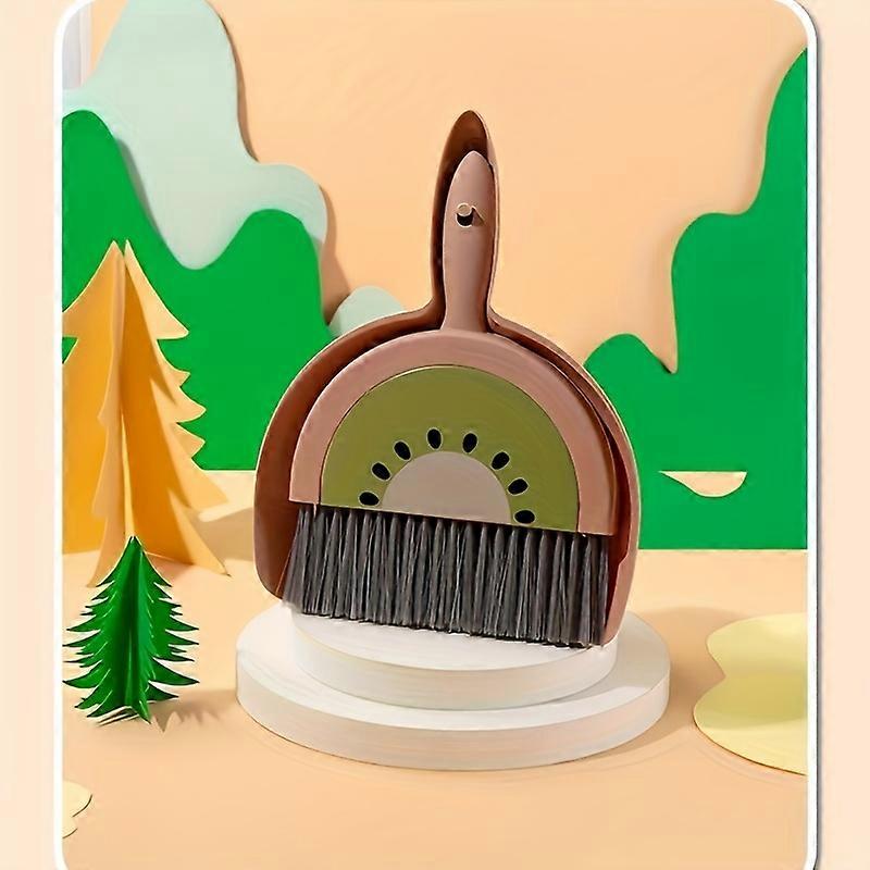 Portable Mini Cleaning Brush and Dustpan Set - Handheld Sweeper with Kiwi Design Ideal for Tables Sofas Furniture Space-Saving