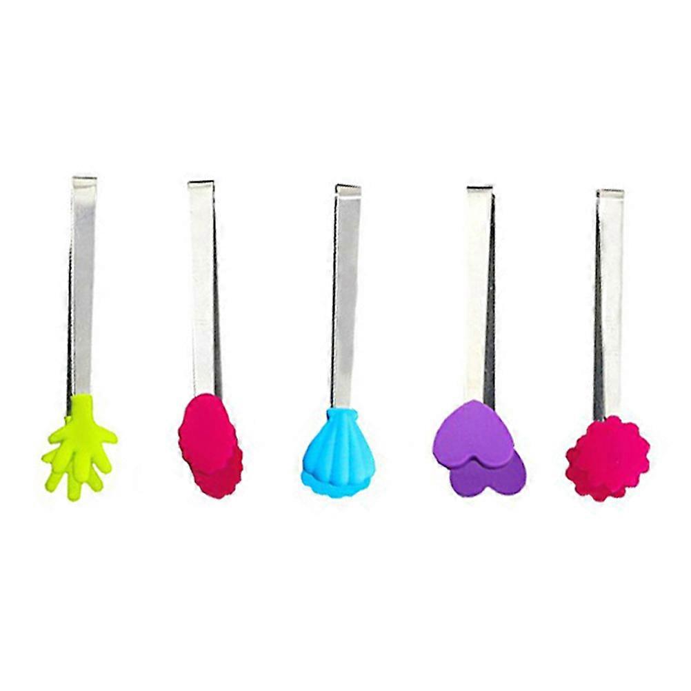 Sugar Tongs Mini Kitchen Clips for Food Serving 5Pcs Silicone Head Assorted