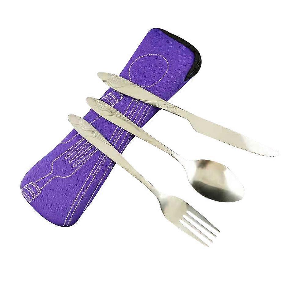 Portable Tableware Set Stainless Steel Dinnerware Set for Dinner Use 3Pcs
