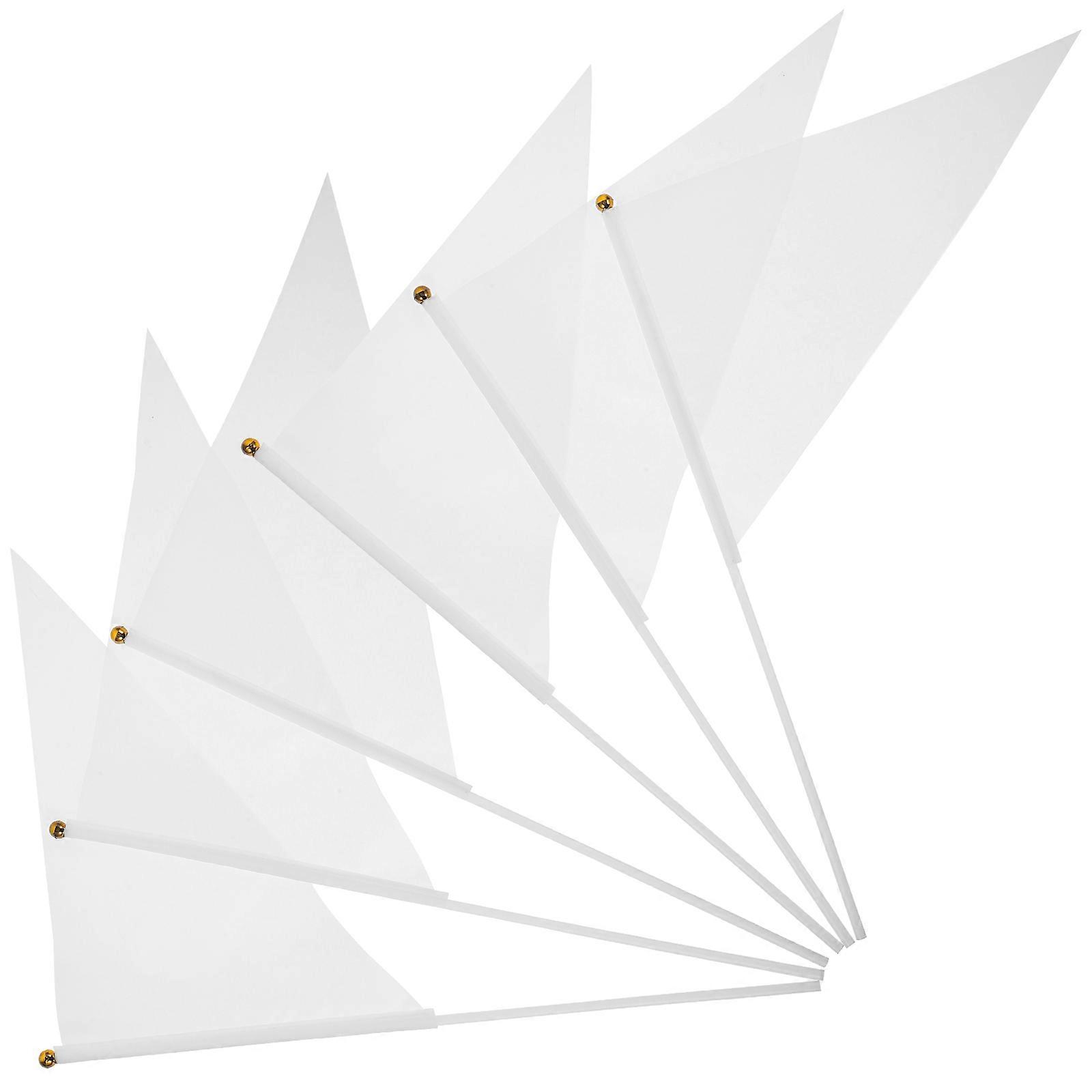 Mini Handheld Small Flags Triangular Shape for Activities White Polyester Material Function 30Pcs