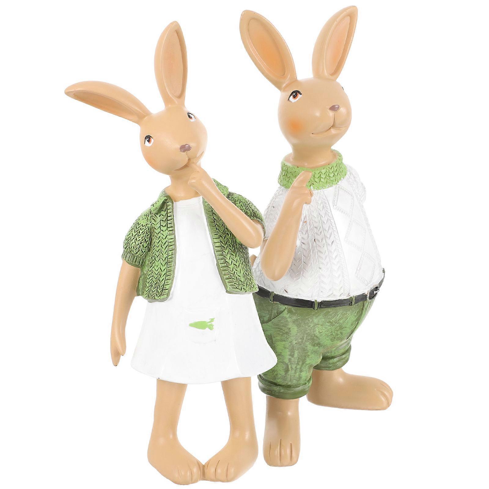 Simulation Bunny Shape Resin Artifact Decoration Suited For Easter And Christmas Occasions 2 Pairs