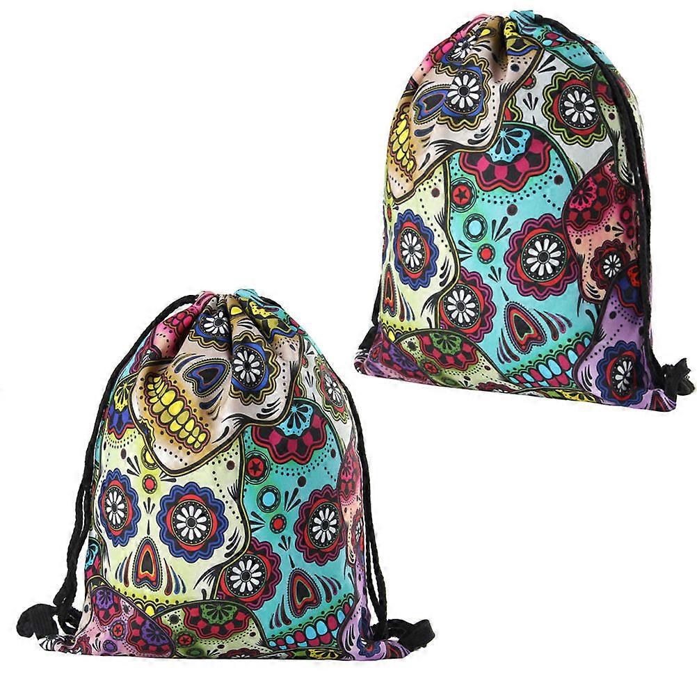 Storage Pouch Mexican Skull Simple Printed For Kids Teens General Users 30*39cm Polyester 1Pack