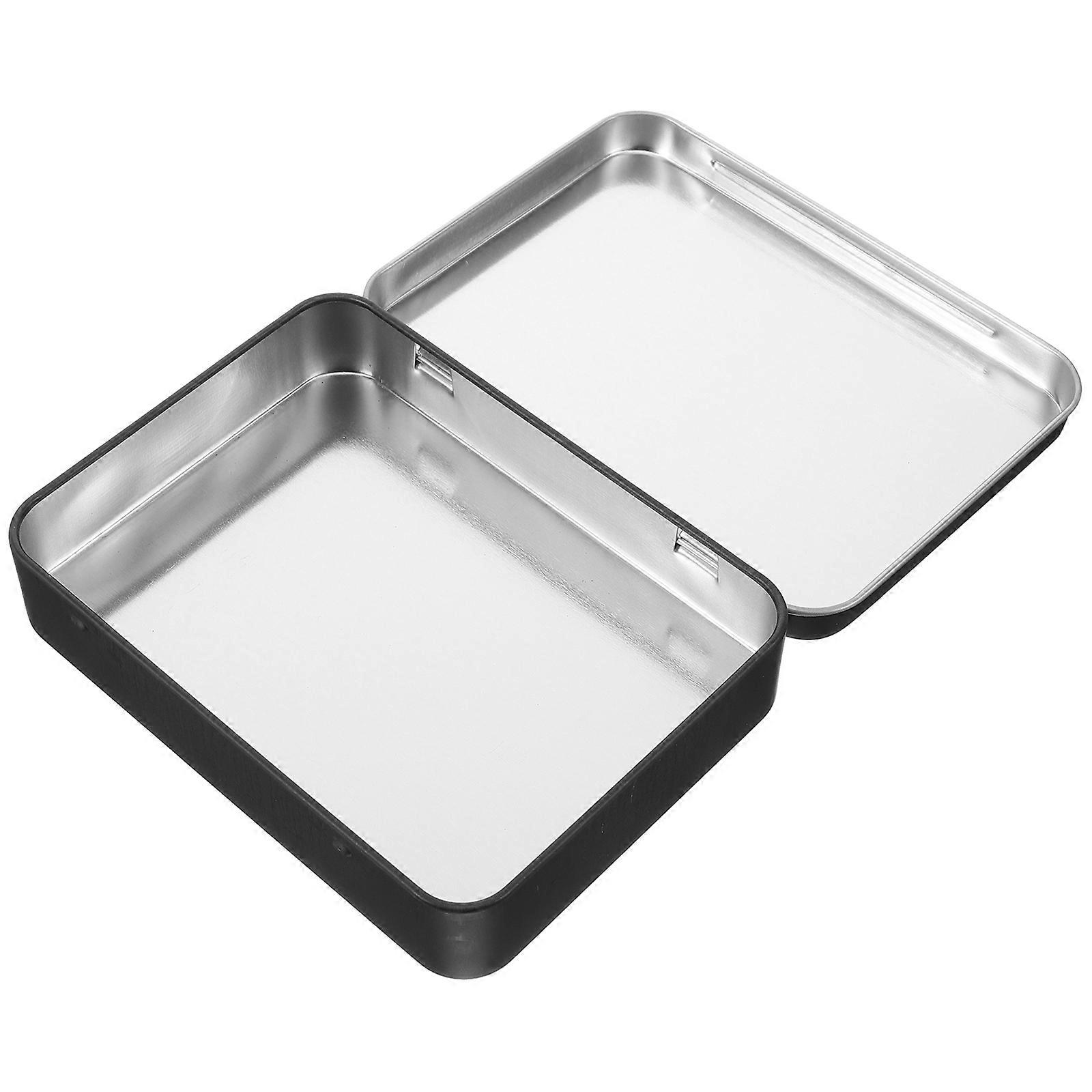 Rectangular Tinplate Container With Lid Designed For Outdoor Storage Available In Black Color Perfect For Match Rope Storage 2Pcs