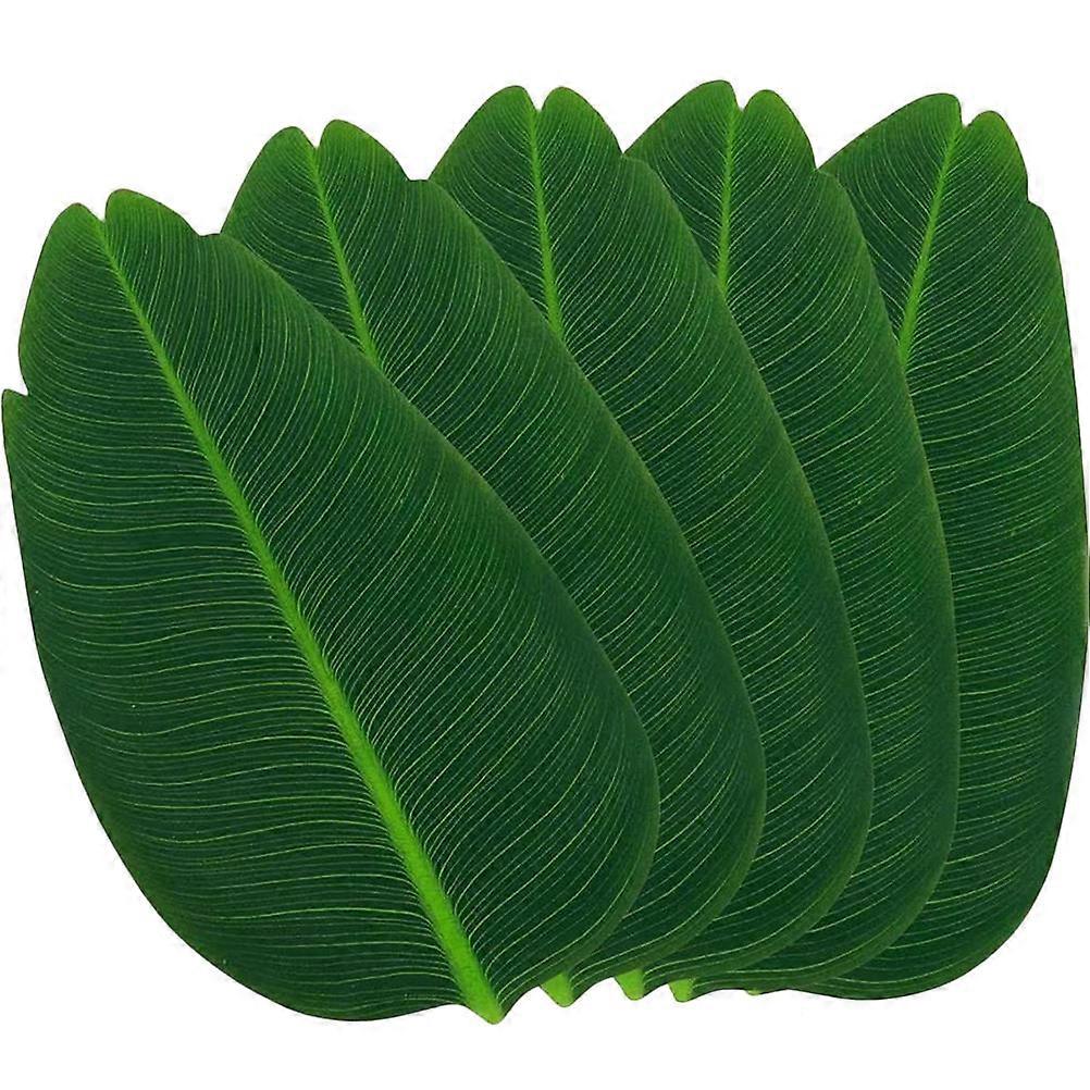 Banana Leaf Placemats 5Pcs For Dinning Table Mats In Green Leaf-Shaped Design For Tropical Island Atmosphere And Decoration