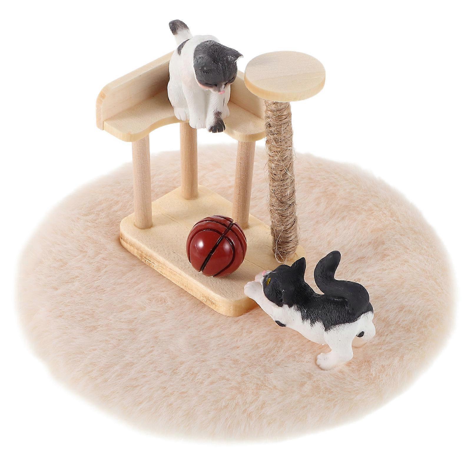 Dollhouse Accessories Cat Figurines Playset Miniature Scene Photography Assorted Color Realistic Design 3 Sets