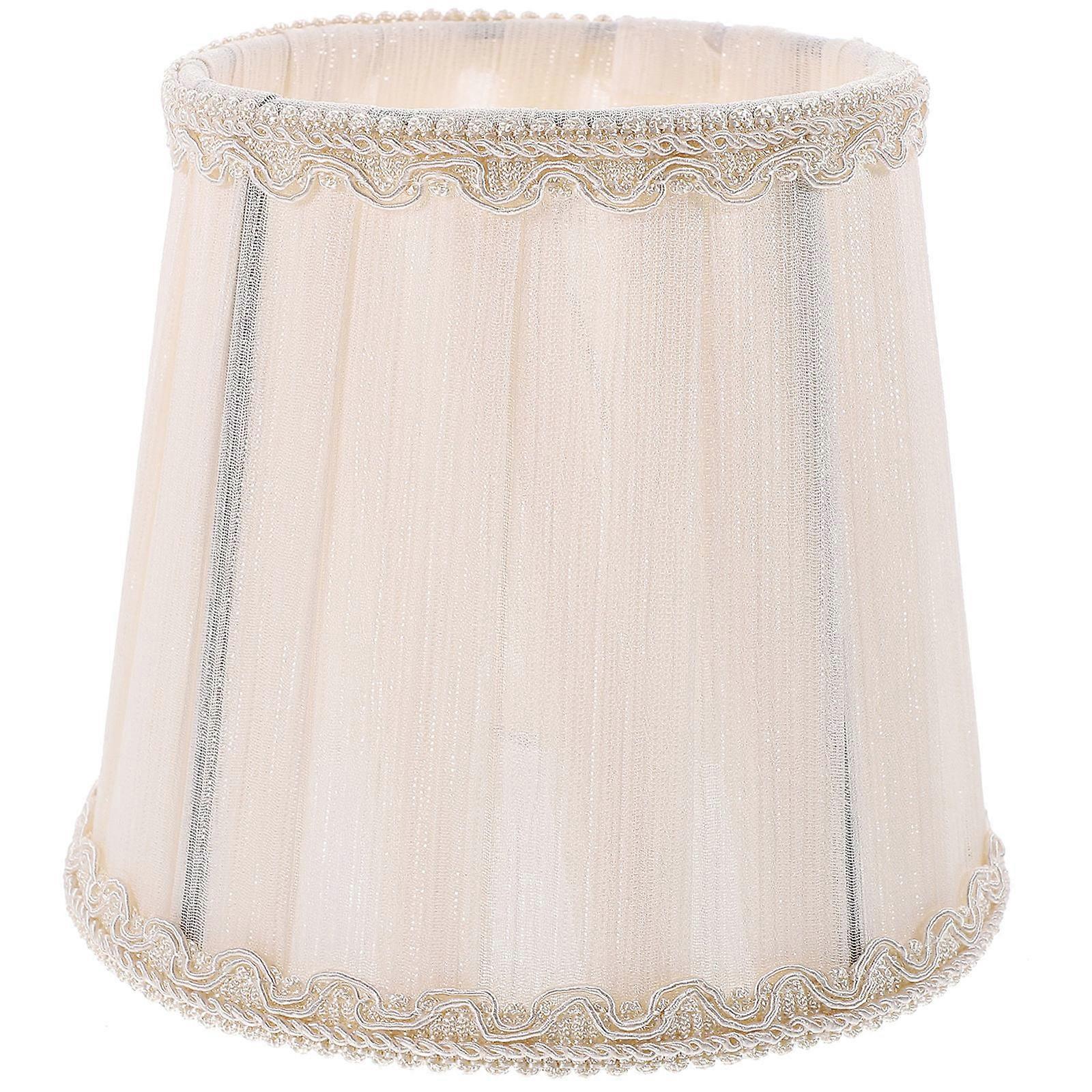 Beige Cloth Lampshade E14 Lampshade Replacement for Table Lamps 4Pcs