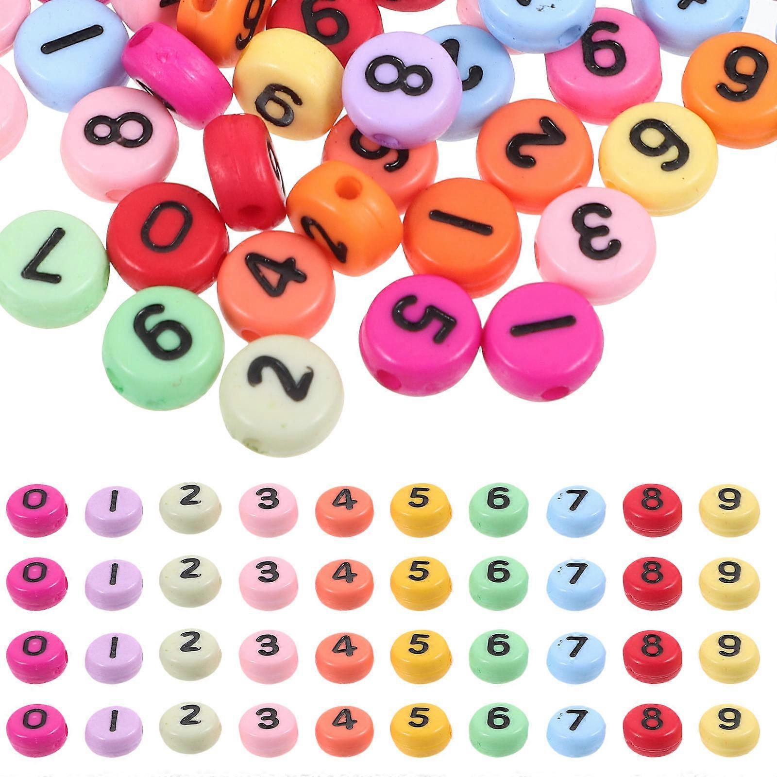 Acrylic Number Beads for Bracelet Making DIY 200Pcs Assorted Colors