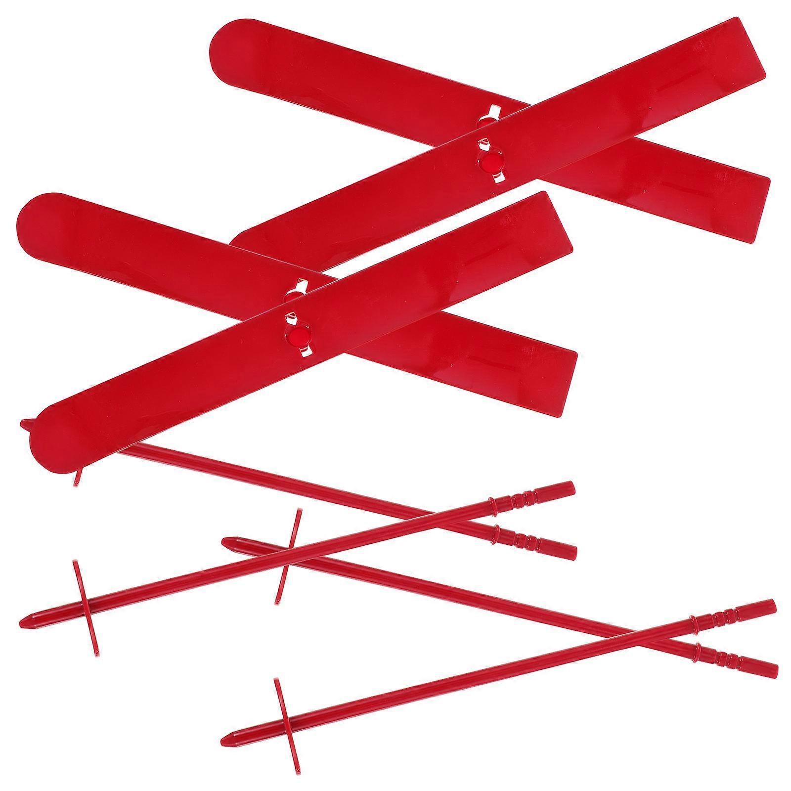 Christmas Decoration Set With Mini Sleigh Prop For Home And Office Use In Red Color 2 Sets