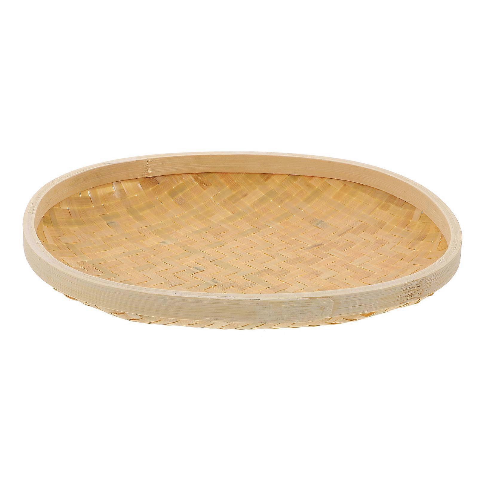 Bread Basket Bamboo for Storage 1Pcs Khaki Round Handmade Basket