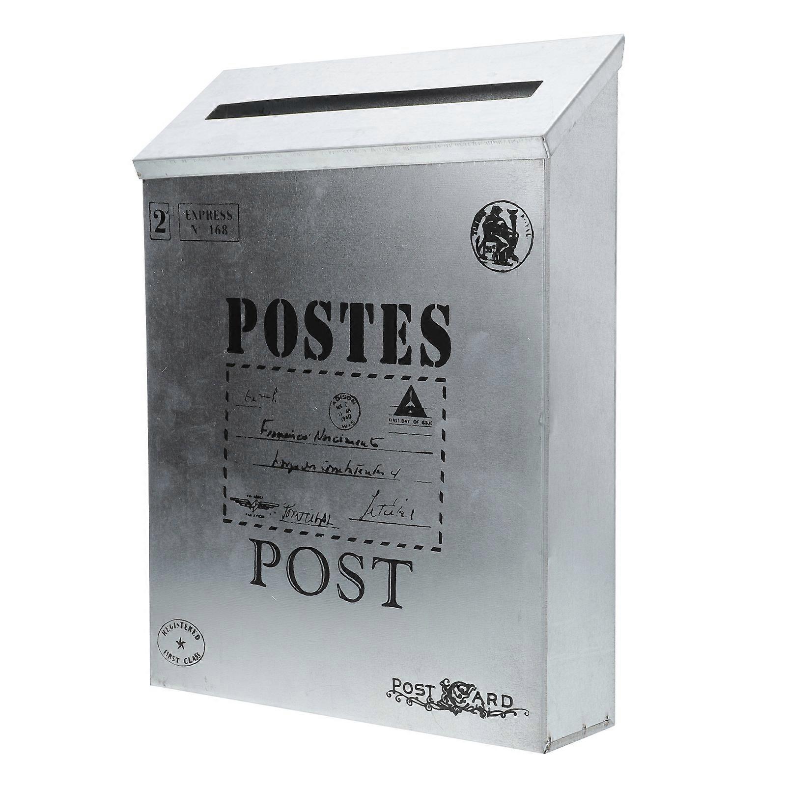 Vintage Letter Box Wall-Mounted Letter Box for Storage Use 2Pcs Silver