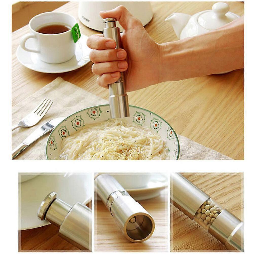 Manual Pepper Mill Silver Stainless Steel Grinder for Grinding Pepper