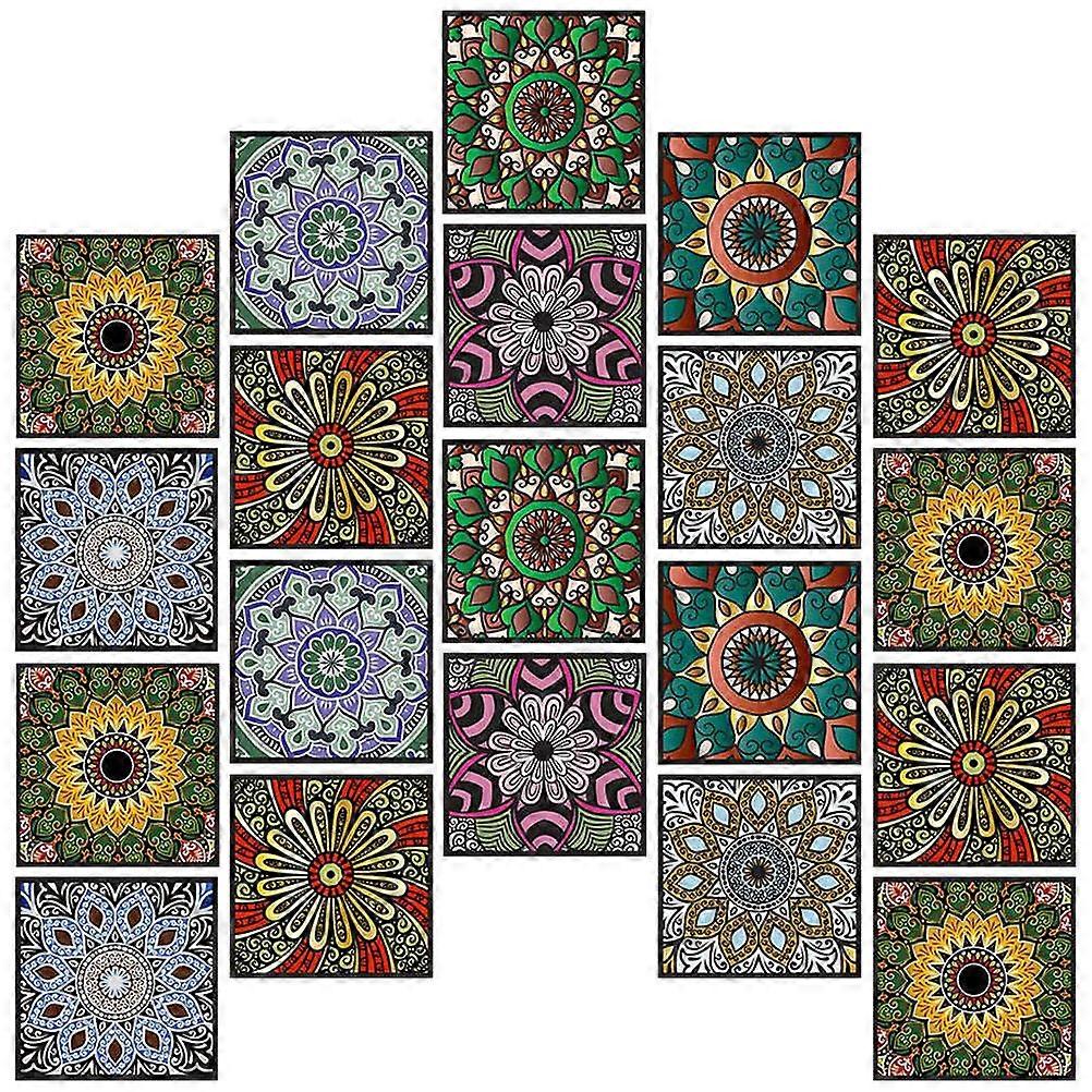 Waterproof Tile Stickers 30 Pcs Assorted Color Square Self Adhesive Decorative Decals For Bathroom And Kitchen