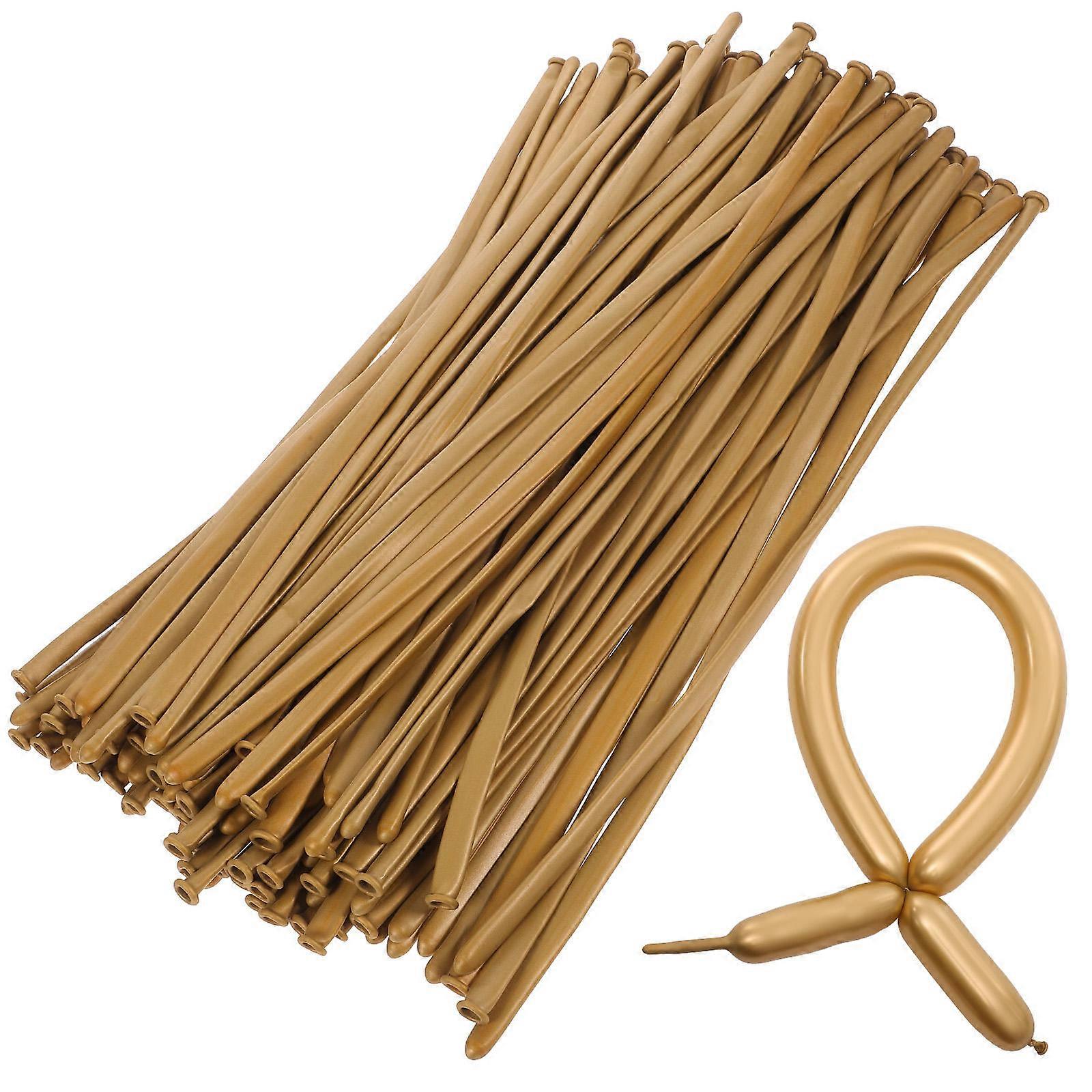 Złote metalowe balony długie do dekoracji świątecznych, 100 szt. lateksu