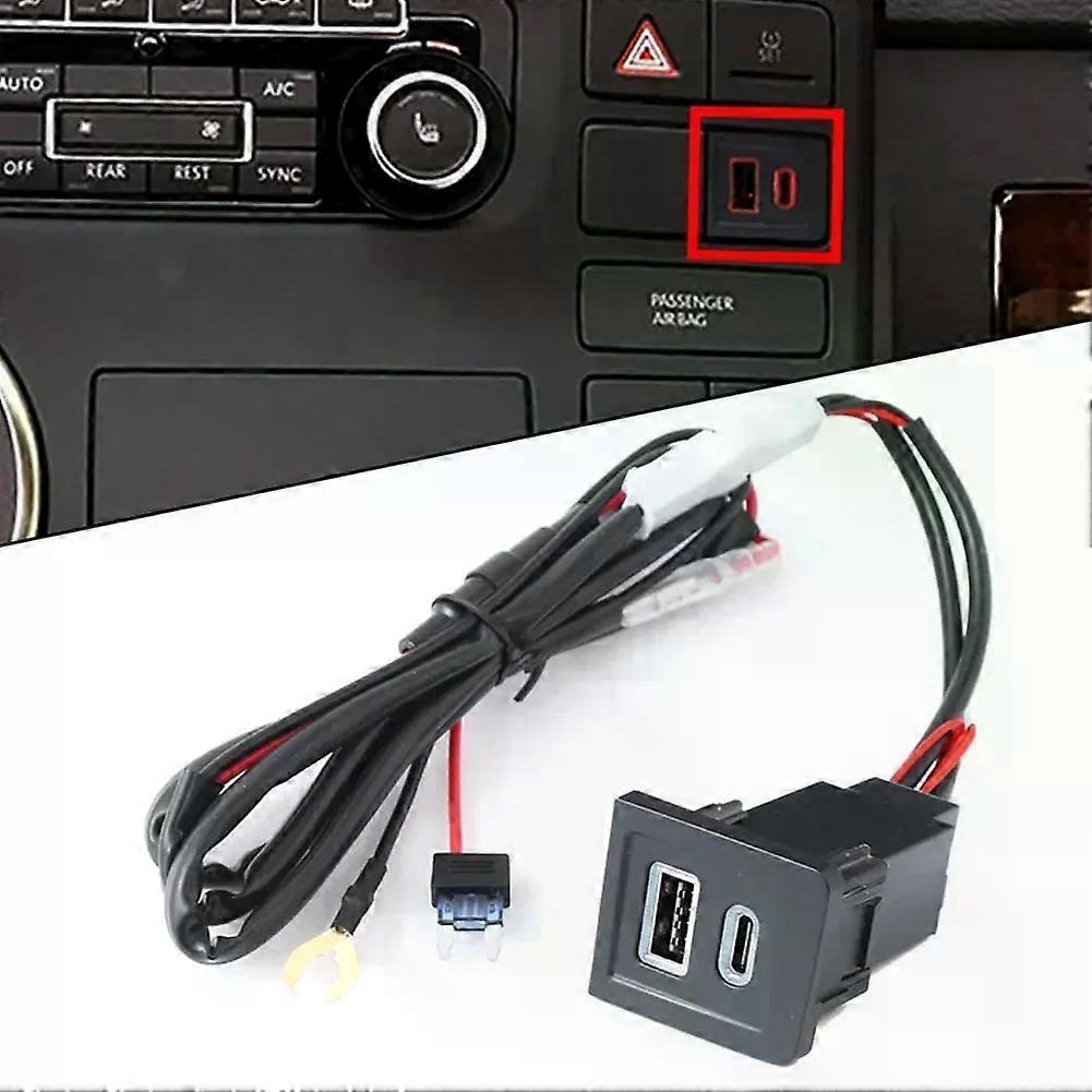 For Multivan T5 2003-2015 USB PD+QC30 Quick Car Charger Socket Replacement Harness 12V/24 Quick Charge Socket