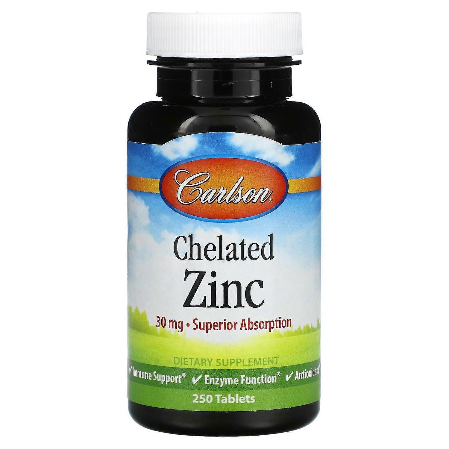Carlson, Chelated Zinc, 30 mg, 250 Tablets