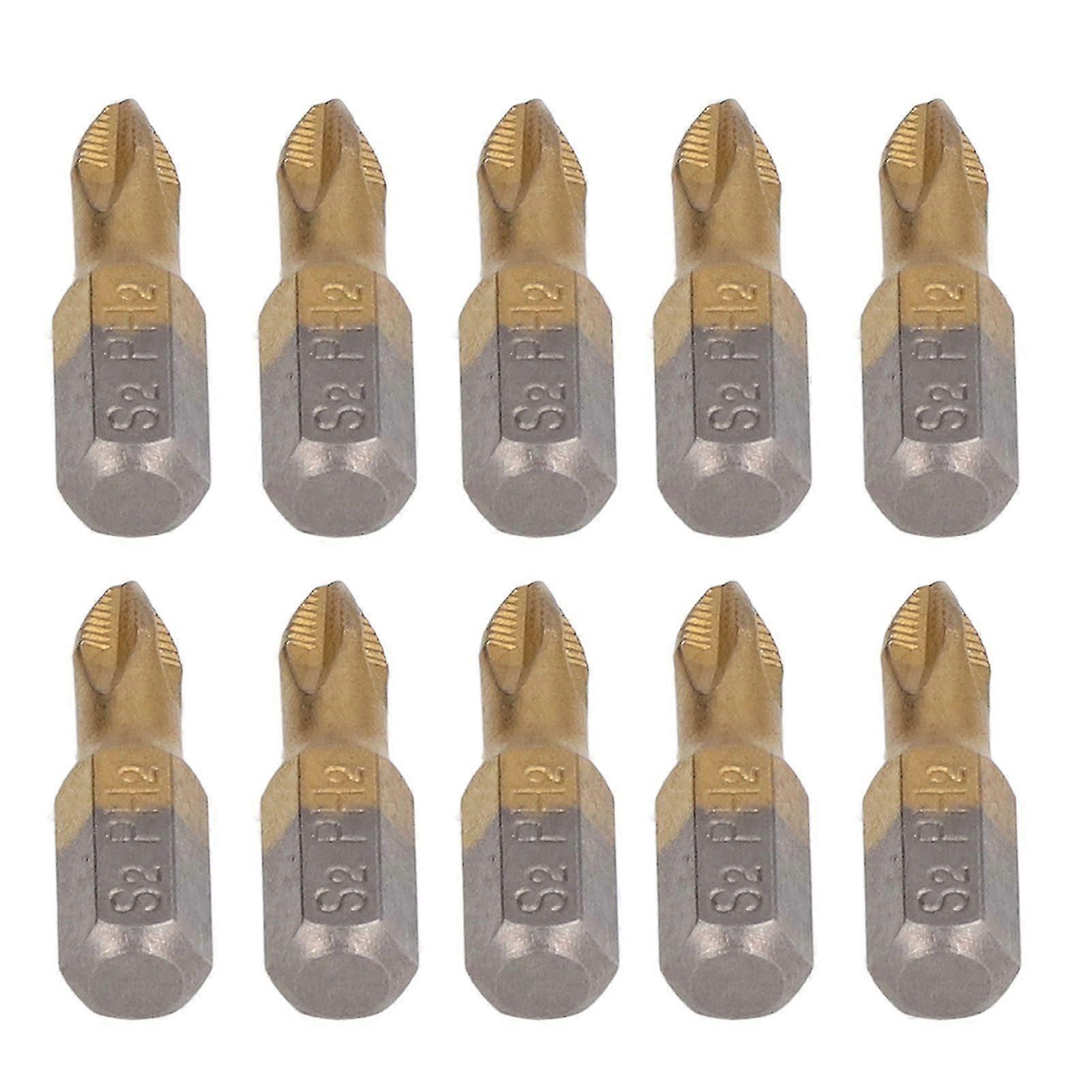 10Pcs Non Slip 1/4in Hex Shank Ti Coated Alloy Steel Cross Screwdriver Bits for Power Tools